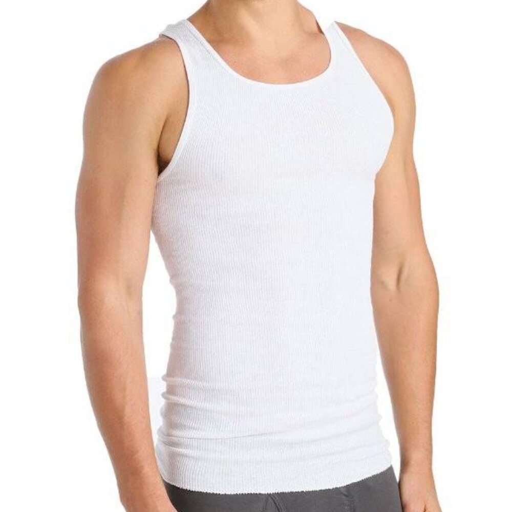 Fruit Of The Loom Tank Tops S 34-36 Mens 6 Pc White Ribbed A-Shirts Tagless